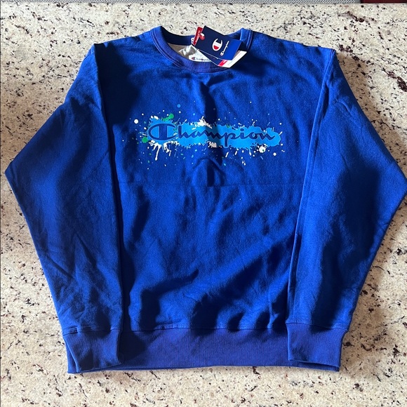 New - Champion Men's Vibrant Blue Crewneck Sweater